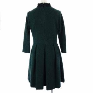 Diagram GRACE CONTINENTAL ワンピース ひざ丈 七分袖 総柄 ビジュー装飾 シルク 36 グリーン ブラック