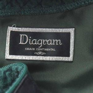Diagram GRACE CONTINENTAL ワンピース ひざ丈 七分袖 総柄 ビジュー装飾 シルク 36 グリーン ブラック