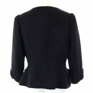 Grace Class ノーカラージャケット 刺繍 ビジュー シルク 38 ブラック