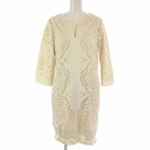七分袖ひざ丈レースワンピース 38 アイボリー