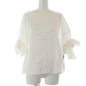 リボンスリーブTOP ブラウス シャツ 五分袖 リボン 36 ホワイト