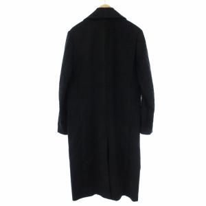 KENZO ピースマークボタンダブルブレストチェスターコート ストライプ 44 ブラック