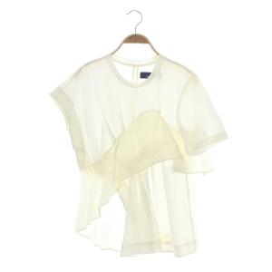 カットソー 半袖 切替 アシンメトリー 1 ホワイト