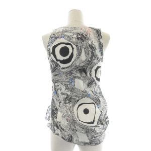 Acne Studios タンクトップ 総柄 アシンメトリー シルク 36 ブラック ホワイト