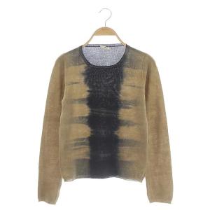 ニット カットソー 長袖 薄手 40 ブラウン ブラック