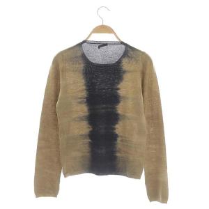 PRADA ニット カットソー 長袖 薄手 40 ブラウン ブラック