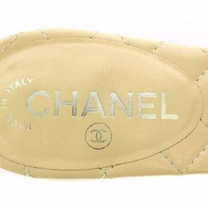 CHANEL ミュール サンダル ヒール 花 ココマーク 38 ベージュ