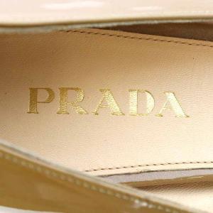PRADA パテントレザーポインテッドトゥパンプス 38 キャメル