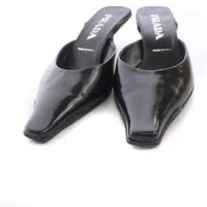 PRADA パンプス スクエアトゥ ミュール レザー 35.5 ブラック