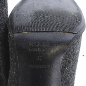 PRADA パンプス ハイヒール スクエアトゥ 36 22cm グレー 黒 ブラック