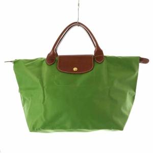 Longchamp LE PLIAGE トートバッグ ナイロン レザー グリーン ブラウン