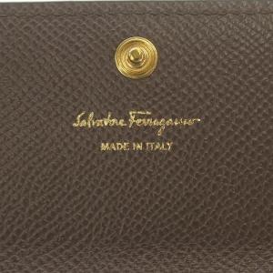 Salvatore Ferragamo カードケース 名刺入れ 二つ折り ヴァラ リボン レザー ブラウン 22D155 GY07