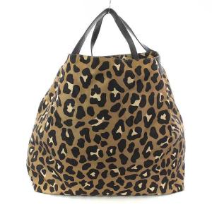 JIMMY CHOO トートバッグ ナイロン レオパード柄 ブラウン ブラック