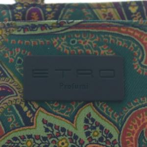 ETRO パスケース ストラップ付き キャンバス ペイズリー柄 グリーン パープル マルチカラー