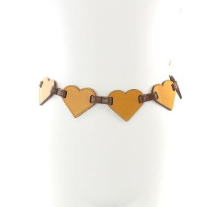 YVES SAINT LAURENT ベルト レザー ハートモチーフ YSL カサンドラロゴ ブラウン