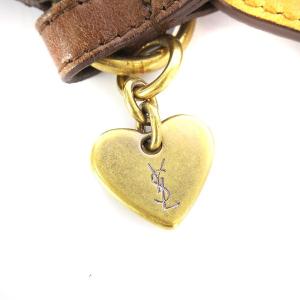 YVES SAINT LAURENT ベルト レザー ハートモチーフ YSL カサンドラロゴ ブラウン