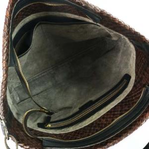 genten ワンショルダーバッグ レザー 編み込み ブラウン