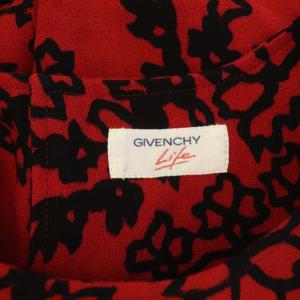 GIVENCHY ヴィンテージ ブラウス カットソー バックボタン 総柄 長袖 9 レッド ブラック