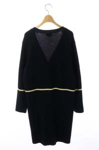 LANVIN COLLECTION 近年モデル ロングカーディガン Vネック ウール混 長袖 40 ネイビー