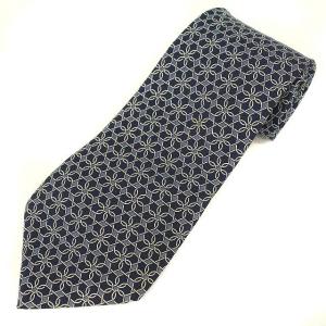 ネクタイ 総柄 シルク ネイビー