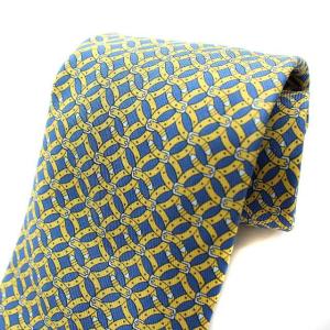 HERMES ネクタイ シルク 総柄 ブルー