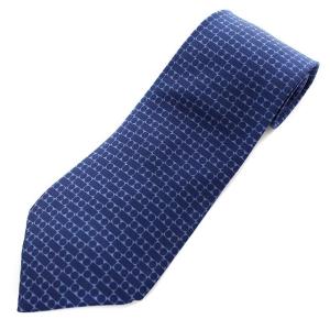 ネクタイ シルク 総柄 ネイビー