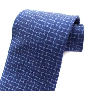 HERMES ネクタイ シルク 総柄 ネイビー