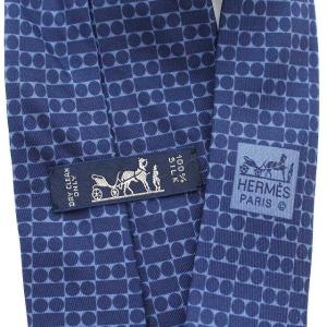 HERMES ネクタイ シルク 総柄 ネイビー