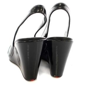 PRADA SPORT サンダル エナメル オープントゥ ウェッジソール 35.5 ブラック