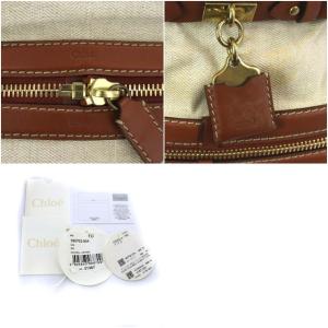 Chloe エクリプス ボストンバッグ ハンドバッグ キャンバス レザー ナチュラル 茶色 ブラウン 3S0702-004
