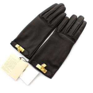 ケリー 手袋 ゴールド金具 ラムレザー 7 ダークブラウン
