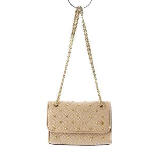 ショルダーバッグ チェーン レザー ピンクベージュ