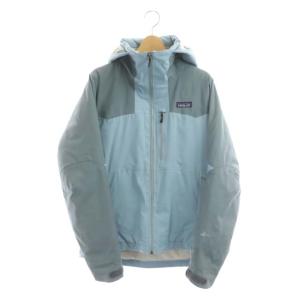 中綿ジャケット ジップアップ フード付き S グレー 水色 ライトブルー