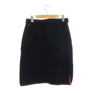 PRADA SPORT ひざ丈ストレッチ切替スカート 40 ブラック