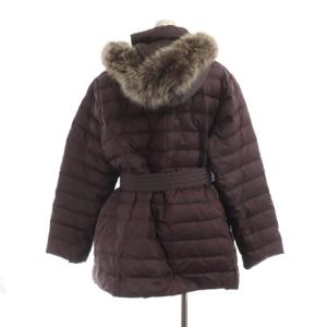 BALMAIN ダウンジャケット ジップアップ フード ファー ミドル丈 L パープル