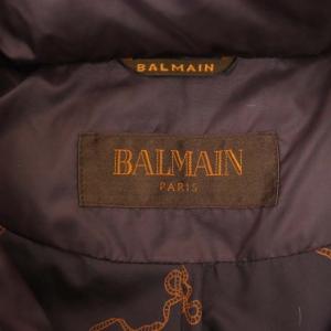 BALMAIN ダウンジャケット ジップアップ フード ファー ミドル丈 L パープル