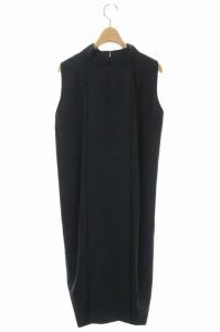 Martin Margiela 1 ワンピース ウール ノースリーブ タック タイト ロング ハイネック 40 ダークグレー