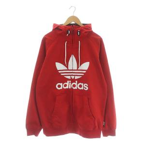 pakaian ジャケット フード ビッグロゴ トレフォイル 裏起毛 M レッド