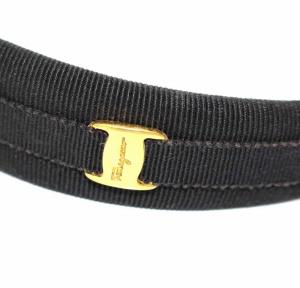 Salvatore Ferragamo カチューシャ ガンチーニ ロゴ ブラック ゴールド