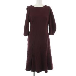 20AW ポンチタックワンピース ワンピース 五分袖 ひざ丈 36 S ボルドー CWC024102