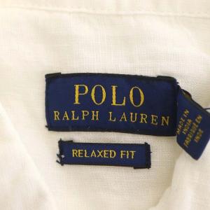POLO RALPH LAUREN シャツ カットソー 長袖 リネン ロゴ S ホワイト
