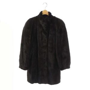 コート アウター 銀サガ ミンク 毛皮 ロング 刺繍 F ダークブラウン