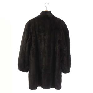 SAGA MINK コート アウター 銀サガ ミンク 毛皮 ロング 刺繍 F ダークブラウン