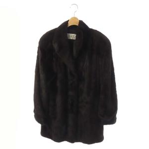 ベルビジョンBELLE VISON Ranched Mink ファーコート アウター 毛皮 ミンク ミドル丈 9 ダークブラウン