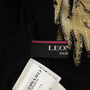 LEONARD ニット カットソー 長袖 クルーネック 絹 シルク 刺繍 ラインストーン ビジュー 42 黒 ブラック ベージュ