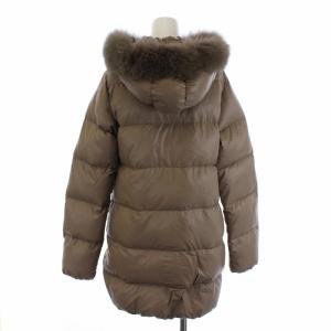 DUVETICA KAPPA フードダウンコート ロング ファー ジップアップ ナイロン L ベージュ