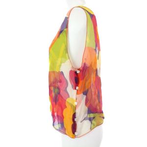 CHANEL 00T ヴィンテージ ココマークノースリーブシルクカットソー 40 マルチカラー