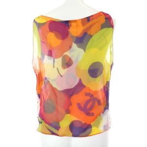 CHANEL 00T ヴィンテージ ココマークノースリーブシルクカットソー 40 マルチカラー