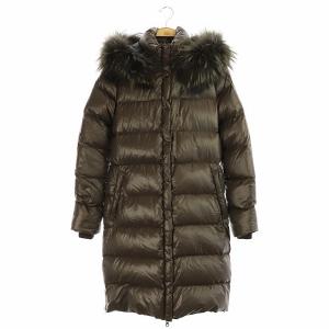 ダウンコート アウター フード ロング ジップアップ 38 ダークブラウン 01652478