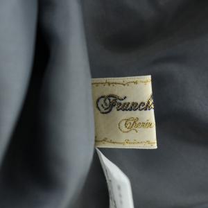 franche lippée バスケットねこスカート フレアスカート ロング フリル 総柄 コットン ウール 日本製 M グレー